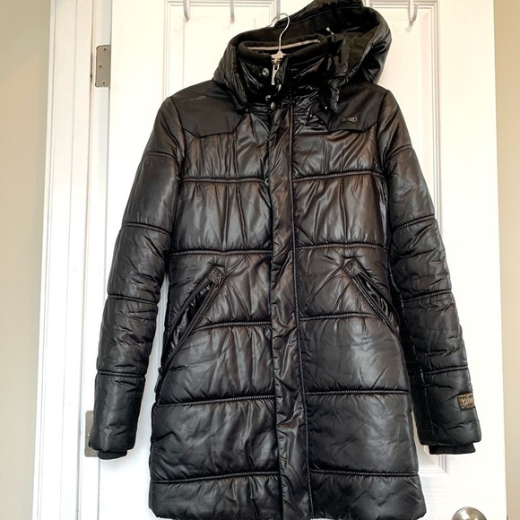 𝅺G Star Raw puffer coat blue parka hooded winter jacket outerwear Womens small